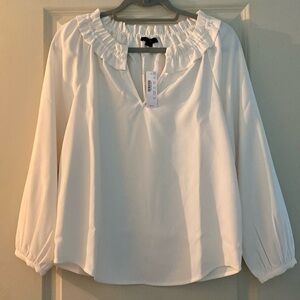 NWT J Crew Drapey ruffleneck top in 365 crepe Ivory Size XS